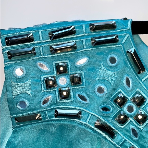 Alice by Temperly turquoise 100% silk dress sz 12 - Picture 6 of 14